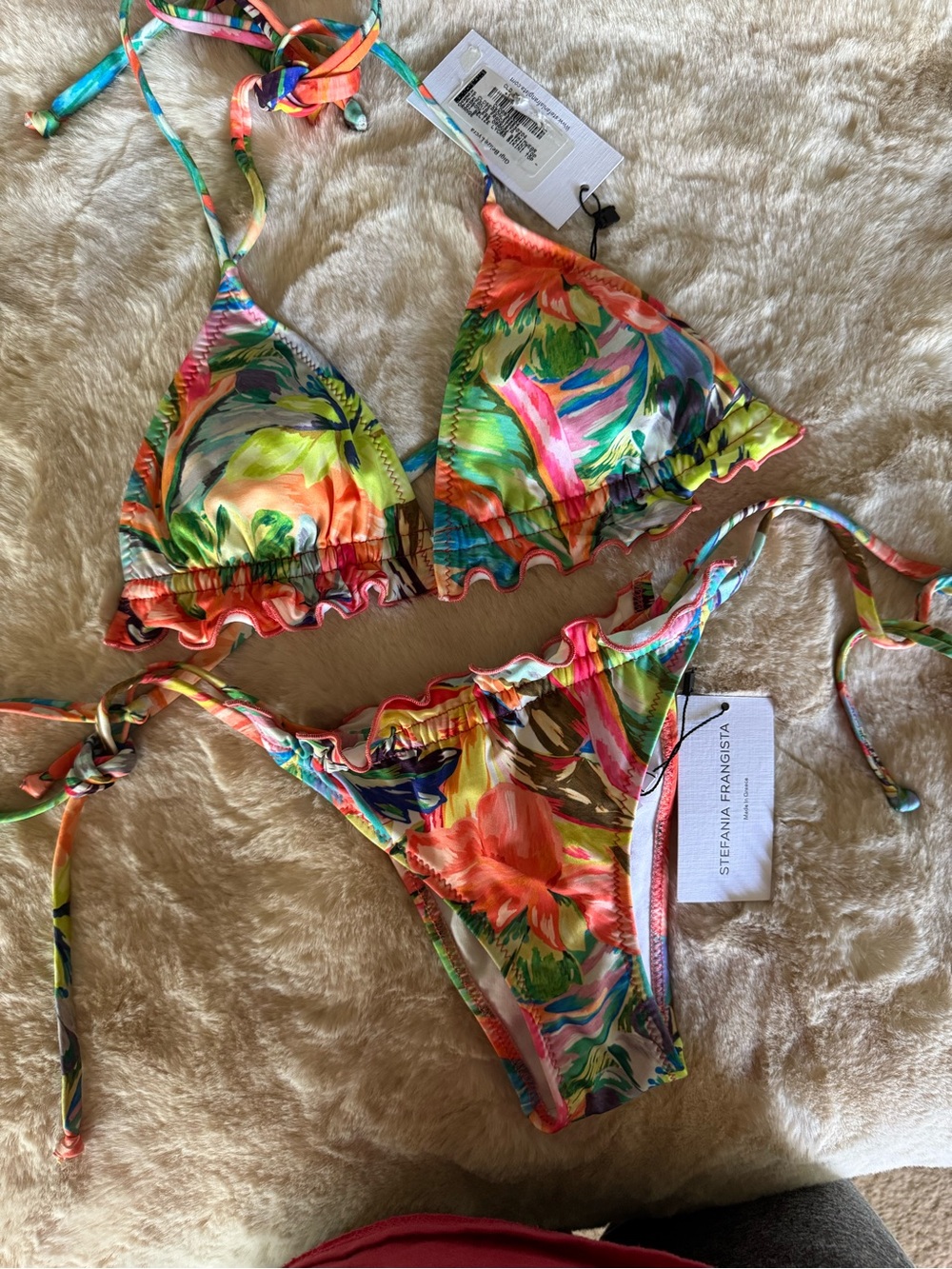 Tropical Floral Ruffle Triangle Bikini - Multi
